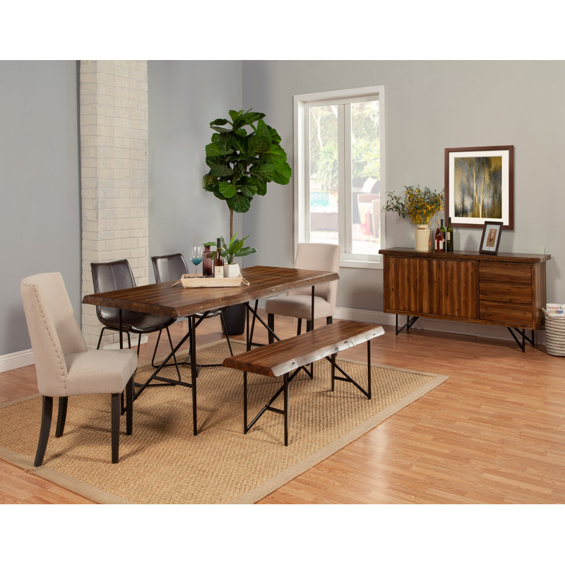 Union Rustic Joason Live Edge Solid Wood Dining Table, Light Walnut & Reviews | Wayfair